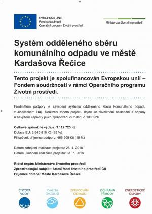 Informace o podpoře pro systém třídění odpadu